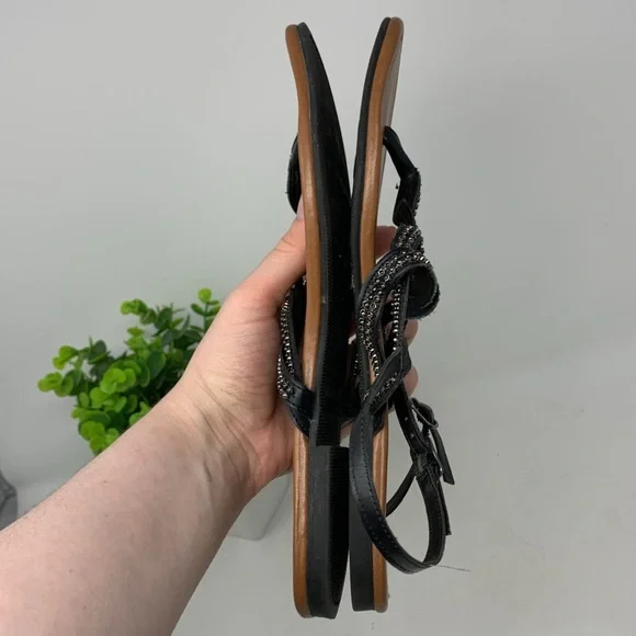 American Eagle Black leather studded Thong Strap Sandals - Picture 5 of 7